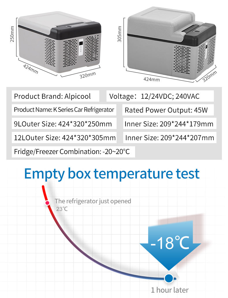 Alpicool C9 C12L Mini Car Refrigerator Cooler Portable Car Freezer