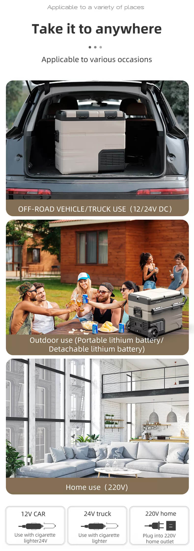 Alpicool TAW45 Portable Dual Zone Camping Car Fridge With Removable Batteries On Wheels 6